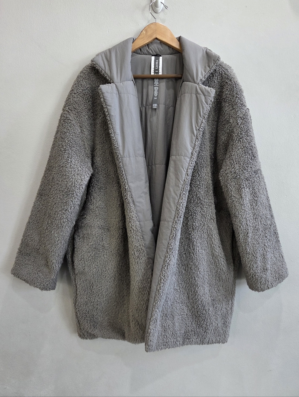 Vuori Cozy Sherpa Jacket Blazer Coat Smoke Gray Oversized Open Women’s XS/Small